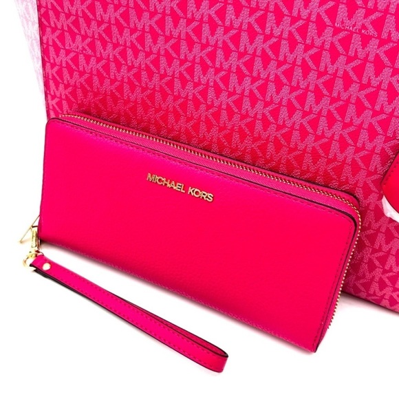 Michael Kors Large X Chain Shoulder Tote Bag & Continental Wallet Electric Pink - Picture 12 of 14